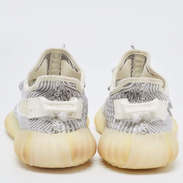 Pre Owned Yeezy x Adidas Grey/White Knit Fabric Boost 350 V2 Static Sneakers Size 39 1/3