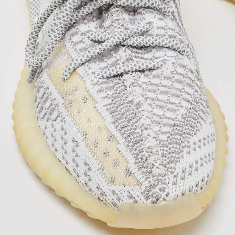 Pre Owned Yeezy x Adidas Grey/White Knit Fabric Boost 350 V2 Static Sneakers Size 39 1/3