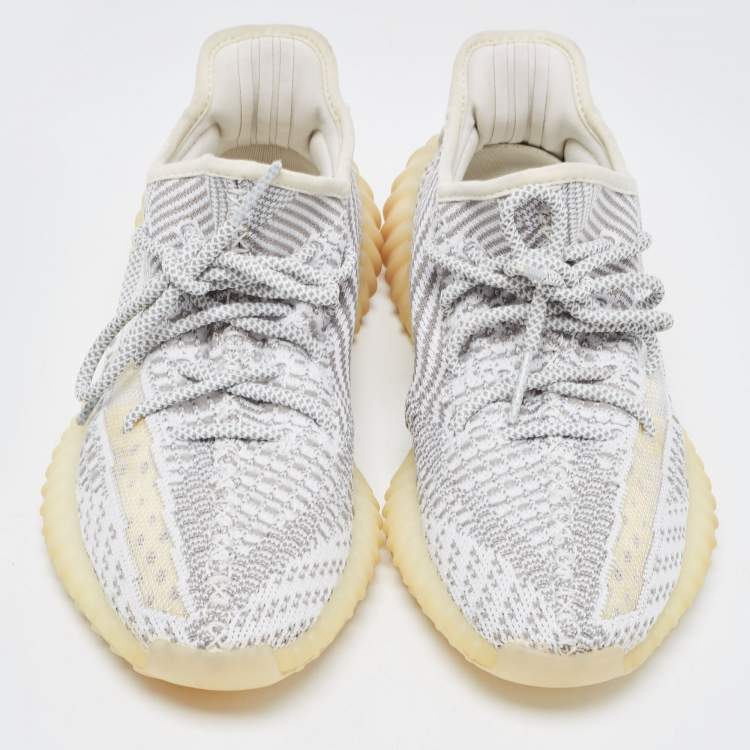 Pre Owned Yeezy x Adidas Grey/White Knit Fabric Boost 350 V2 Static Sneakers Size 39 1/3