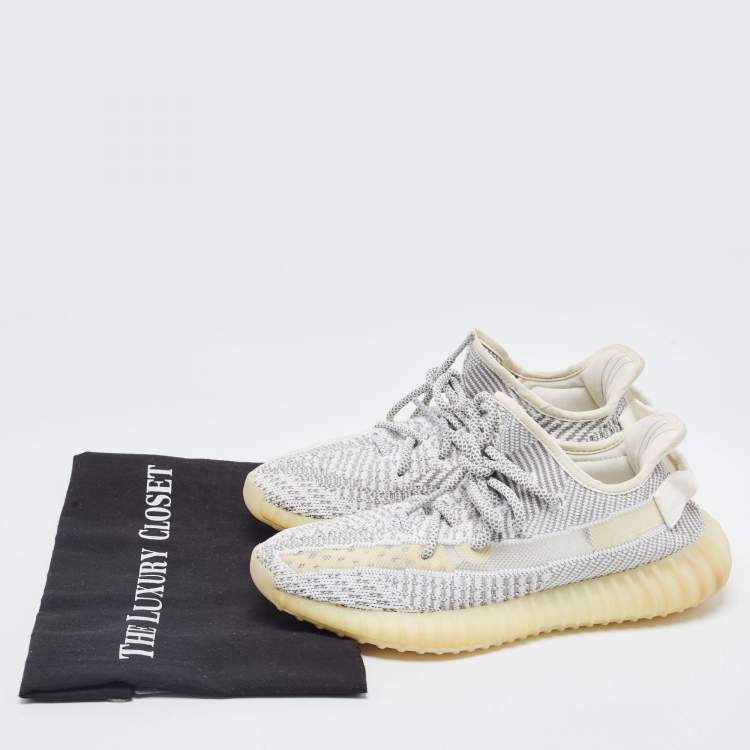 Pre Owned Yeezy x Adidas Grey/White Knit Fabric Boost 350 V2 Static Sneakers Size 39 1/3