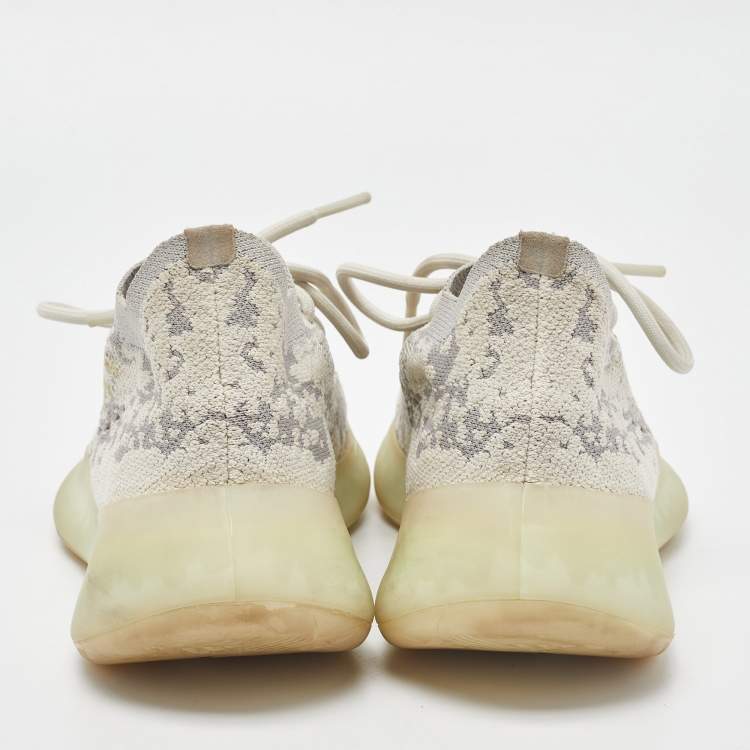 Pre Owned Yeezy x Adidas Grey/White Knit Fabric and Mesh Boost 380 Alien Sneakers Size 37 1/3