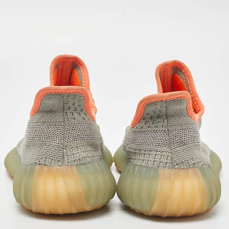 Pre Owned Yeezy x Adidas Green Knit Fabric Boost 350 V2 Desert-Sage Sneakers Size 38