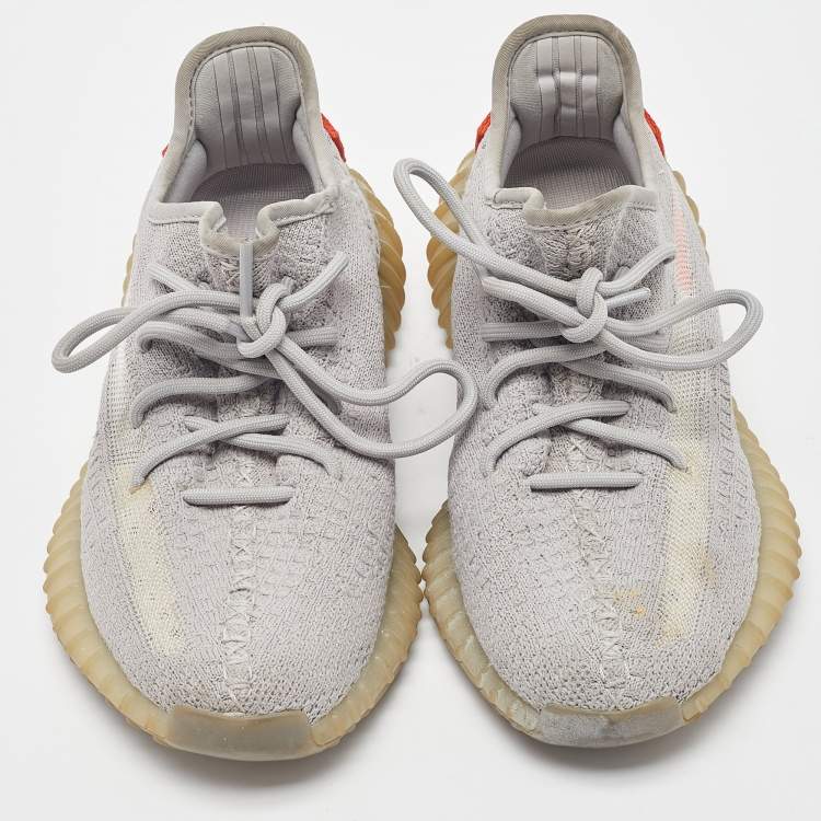 مملوكة مسبقًا Yeezy x Adidas Grey Knit Fabric Boost 350 V2 Tail Light Sneakers Size 38