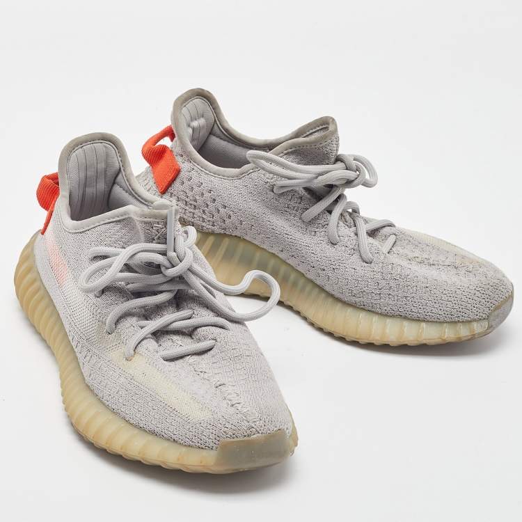 مملوكة مسبقًا Yeezy x Adidas Grey Knit Fabric Boost 350 V2 Tail Light Sneakers Size 38