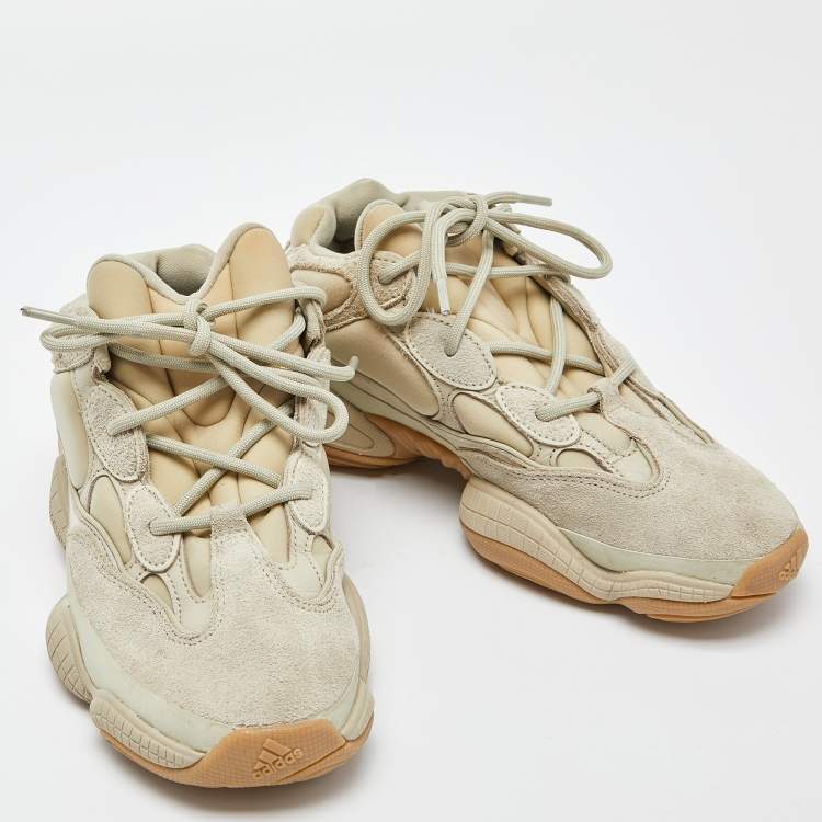 Pre Owned Yeezy x Adidas Green Neoprene and Suede Yeezy 500 Stone Sneakers Size 39 1/3