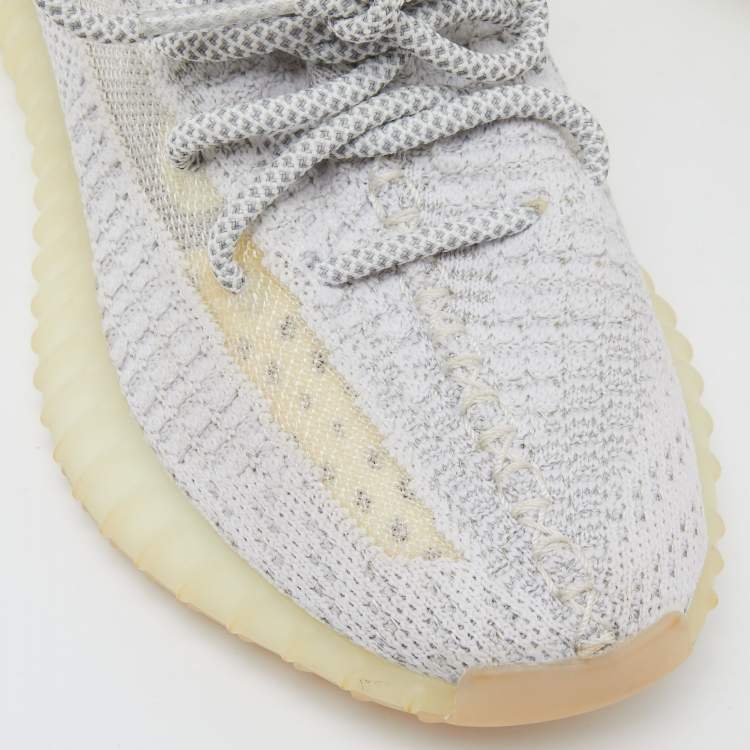 Pre Owned Yeezy x Adidas White/Grey Knit Fabric Boost 350 V2 Static Reflective Sneakers Size 37 1/3 