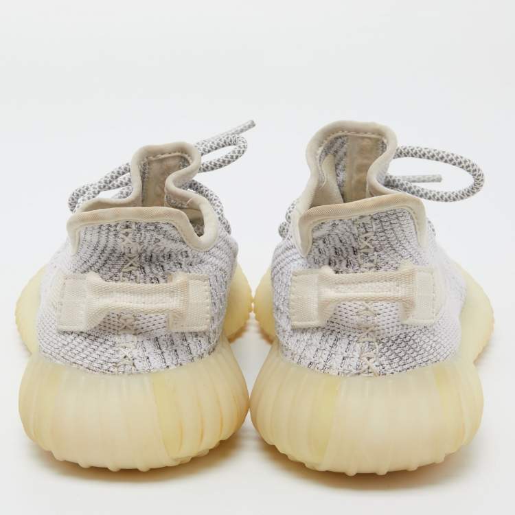 Pre Owned Yeezy x Adidas White/Grey Knit Fabric Boost 350 V2 Static Reflective Sneakers Size 37 1/3 