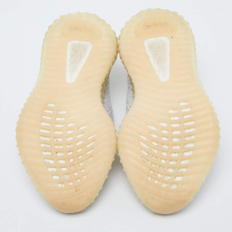 Pre Owned Yeezy x Adidas White/Grey Knit Fabric Boost 350 V2 Static Reflective Sneakers Size 37 1/3 