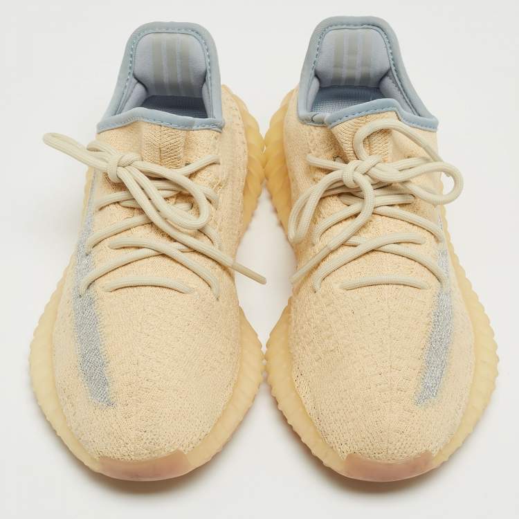 Pre Owned Yeezy x Adidas Two Tone Knit Fabric Boost 350 V2 Linen Sneakers Size 38 2/3