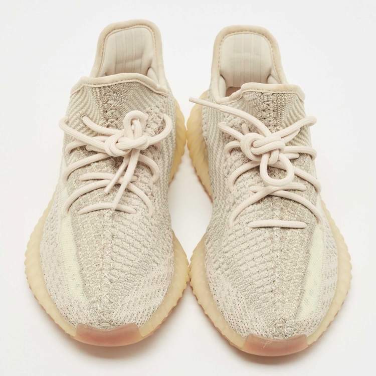 Pre Owned Yeezy x Adidas Two Tone Knit Fabric Boost 350 V2 Citrin (Non Reflective) Sneakers Size 40