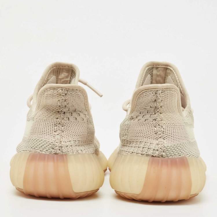 Pre Owned Yeezy x Adidas Two Tone Knit Fabric Boost 350 V2 Citrin (Non Reflective) Sneakers Size 40