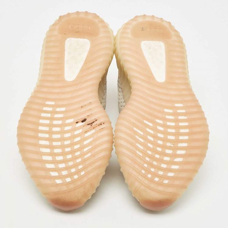 Pre Owned Yeezy x Adidas Two Tone Knit Fabric Boost 350 V2 Citrin (Non Reflective) Sneakers Size 40