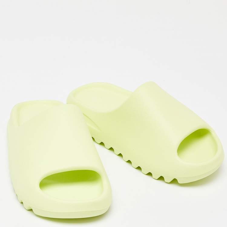 Pre Owned Yeezy x Adidas Glow Green Rubber Slides Size 38