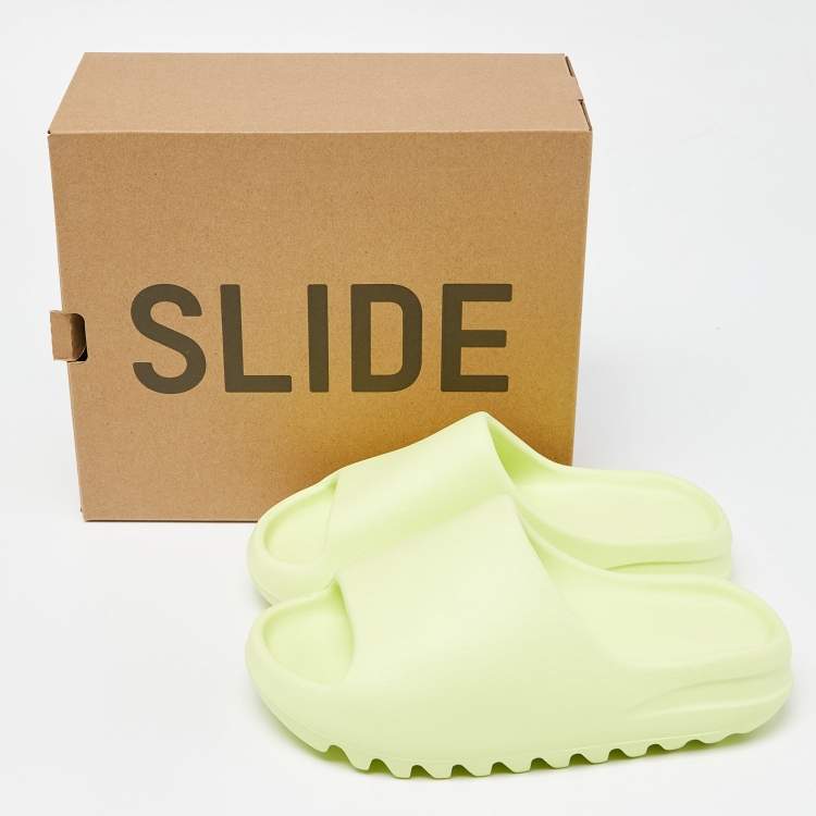 Pre Owned Yeezy x Adidas Glow Green Rubber Slides Size 38