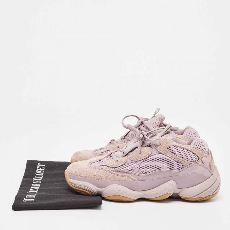 Pre Owned Adidas x Yeezy Purple Mesh and Suede Boost Yeezy 500 Soft vision Sneakers Size 39.5