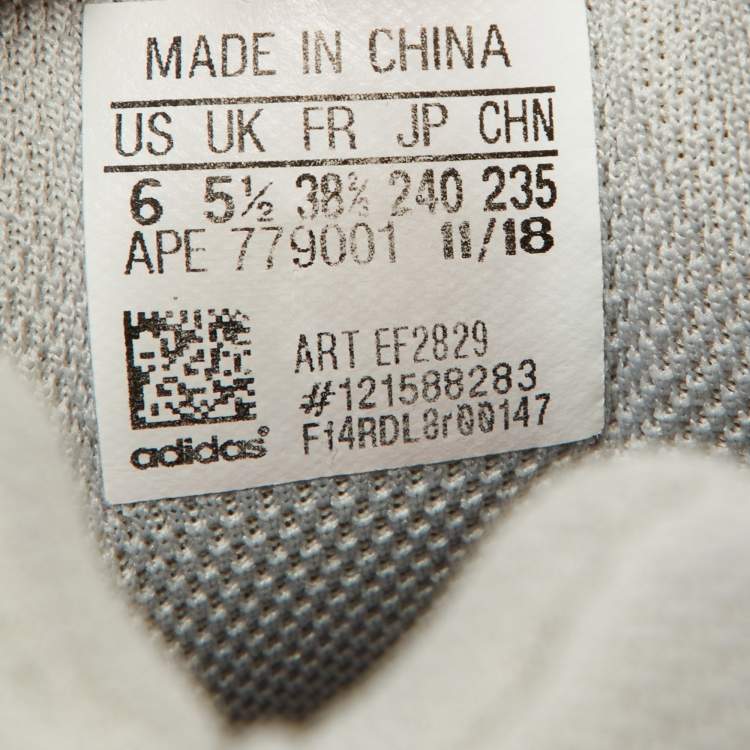 Pre Owned Yeezy x Adidas Grey/Off-White Knit Fabric and Leather Boost 700 V2 Static Sneakers Size 38 2/3