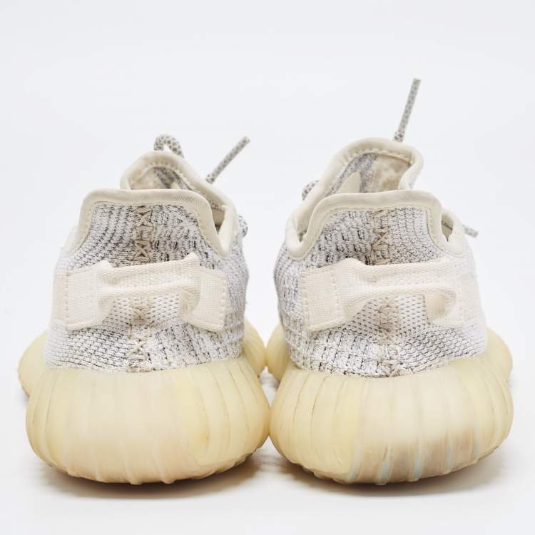 Pre Owned Yeezy x Adidas Grey/White Cotton Knit Boost 350 V2 Static Reflective Sneakers Size 38