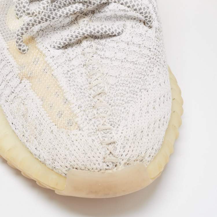 Pre Owned Yeezy x Adidas Grey/White Cotton Knit Boost 350 V2 Static Reflective Sneakers Size 38