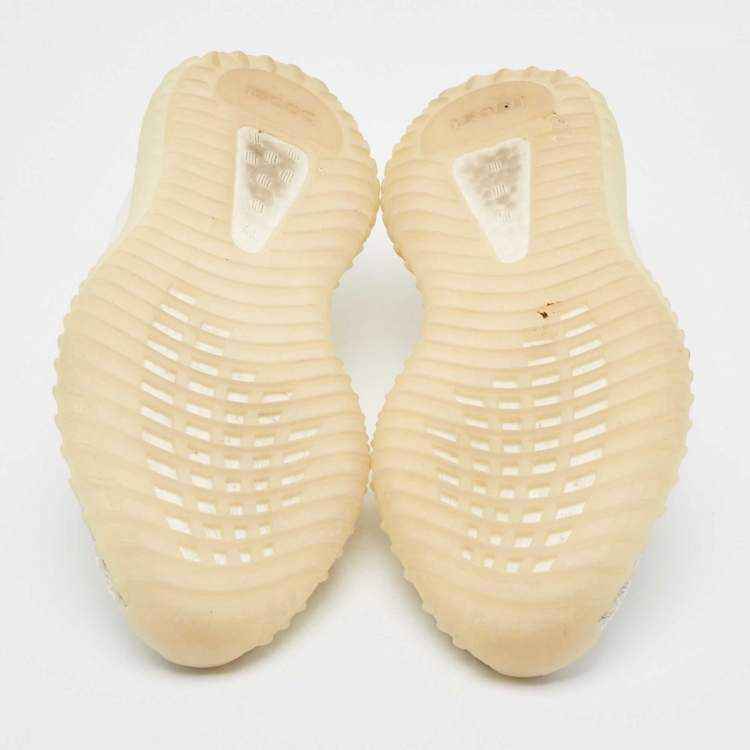 Pre Owned Yeezy x Adidas Cotton Knit Boost 350 V2 Triple White Sneakers Size FR 37 1/3 