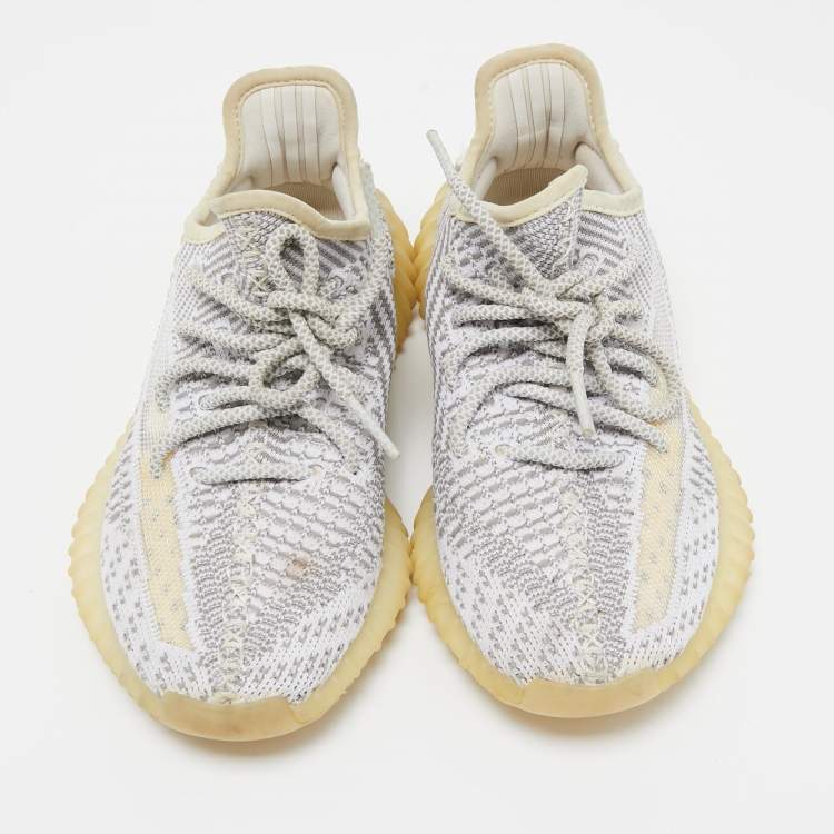 Pre Owned Yeezy x Adidas Grey Knit Fabric Boost 350 V2 Sneakers Size 36 1/3