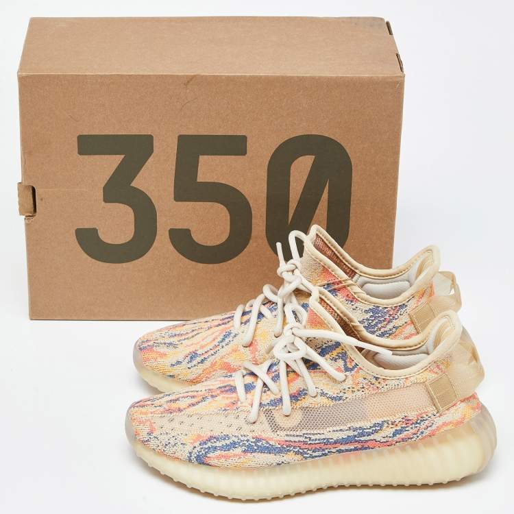 Pre Owned Yeezy x Adidas Multicolor Knit Fabric Boost 350 V2 Mx-Oat  Sneakers Size 37 1/3