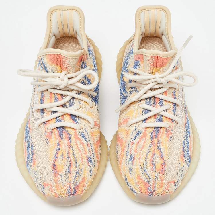 Pre Owned Yeezy x Adidas Multicolor Knit Fabric Boost 350 V2 Mx-Oat  Sneakers Size 37 1/3