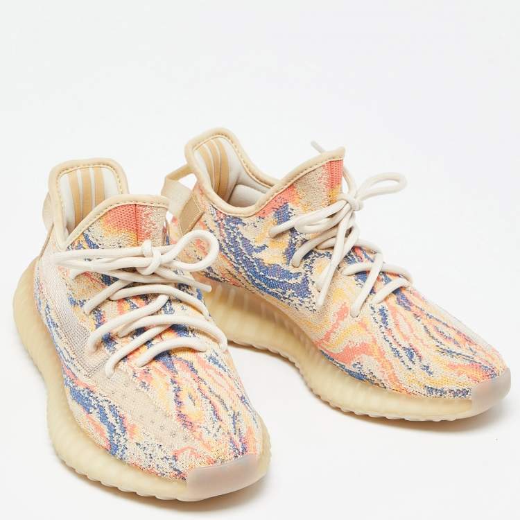 Pre Owned Yeezy x Adidas Multicolor Knit Fabric Boost 350 V2 Mx-Oat  Sneakers Size 37 1/3