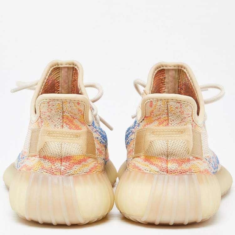 Pre Owned Yeezy x Adidas Multicolor Knit Fabric Boost 350 V2 Mx-Oat  Sneakers Size 37 1/3