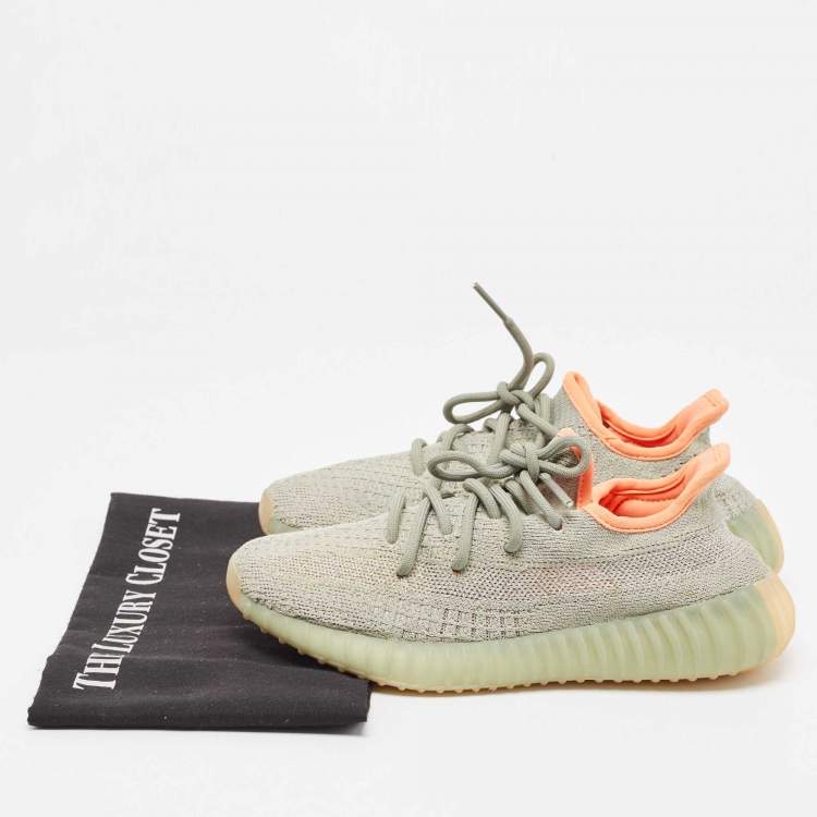 Pre Owned Yeezy x Adidas Grey Knit  Fabric Boost 350 V2 Sneakers Size 37 1/3