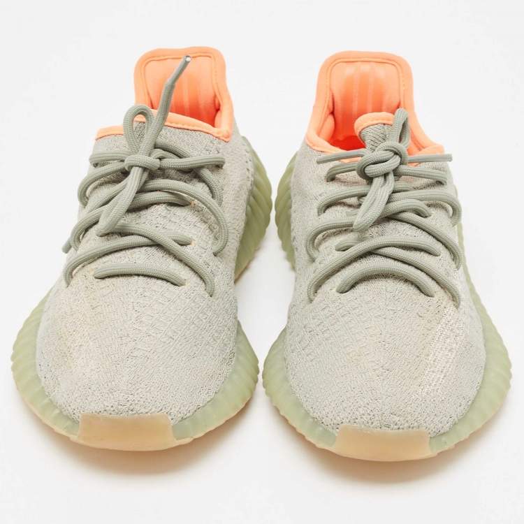 Pre Owned Yeezy x Adidas Grey Knit  Fabric Boost 350 V2 Sneakers Size 37 1/3