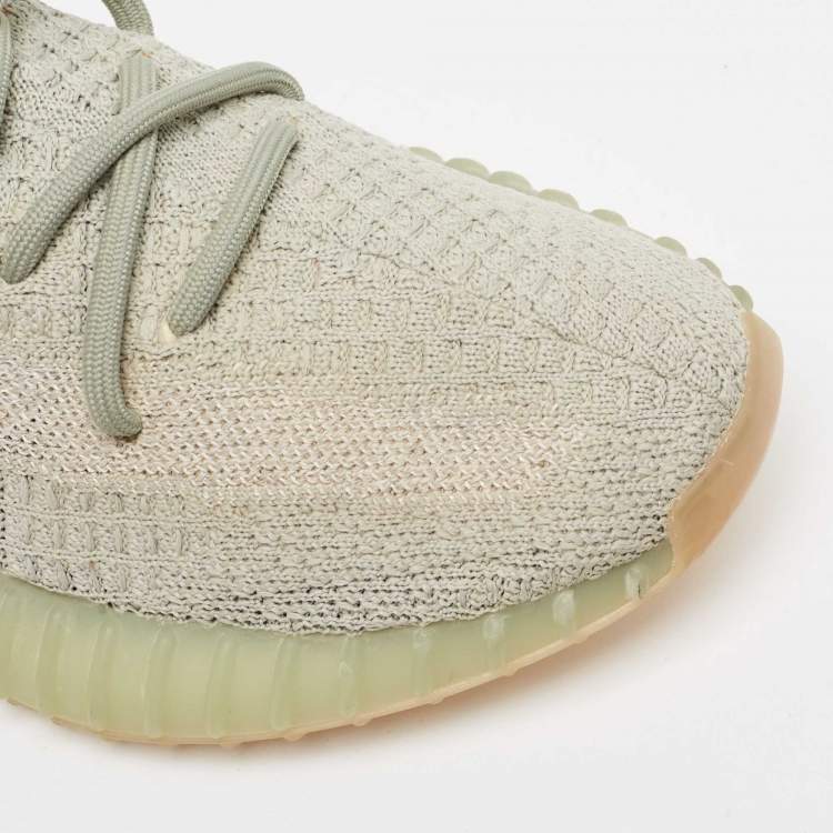 Pre Owned Yeezy x Adidas Grey Knit  Fabric Boost 350 V2 Sneakers Size 37 1/3