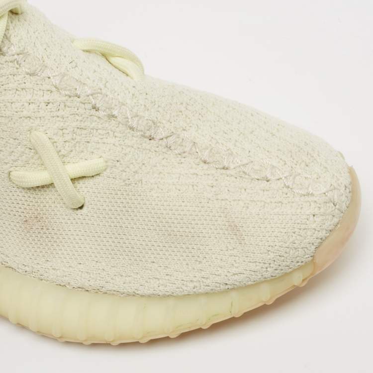Pre Owned Yeezy x Adidas Green Knit Fabric Boost 350 V2 Butter Sneakers Size 41 1/3