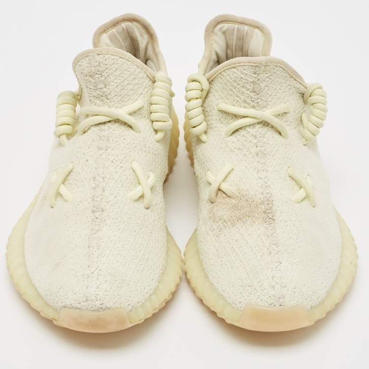 Pre Owned Yeezy x Adidas Green Knit Fabric Boost 350 V2 Butter Sneakers Size 41 1/3