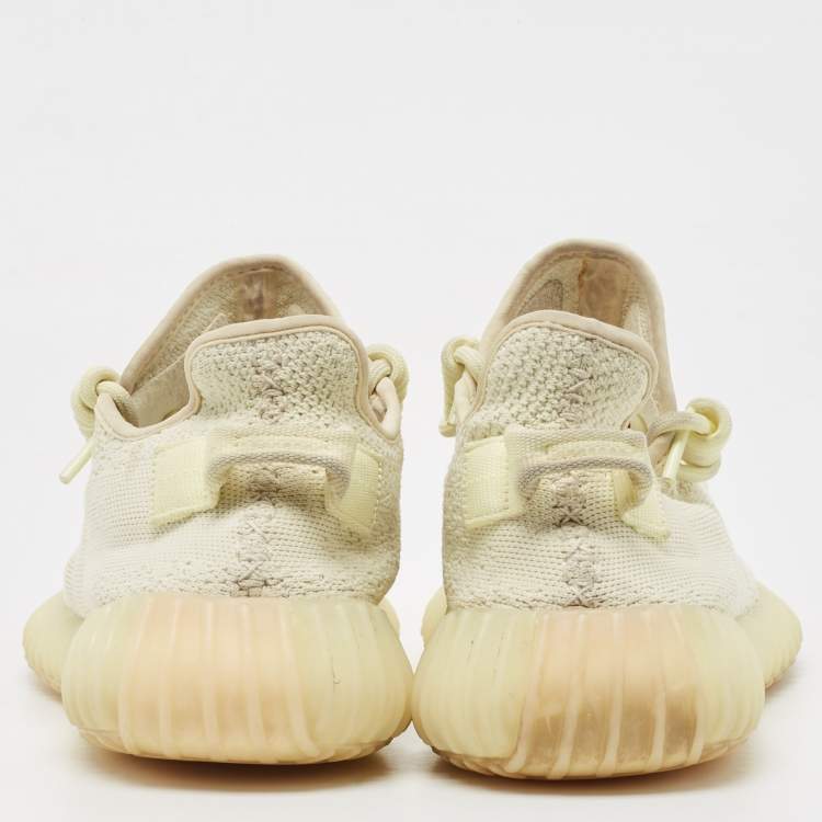 Pre Owned Yeezy x Adidas Green Knit Fabric Boost 350 V2 Butter Sneakers Size 41 1/3