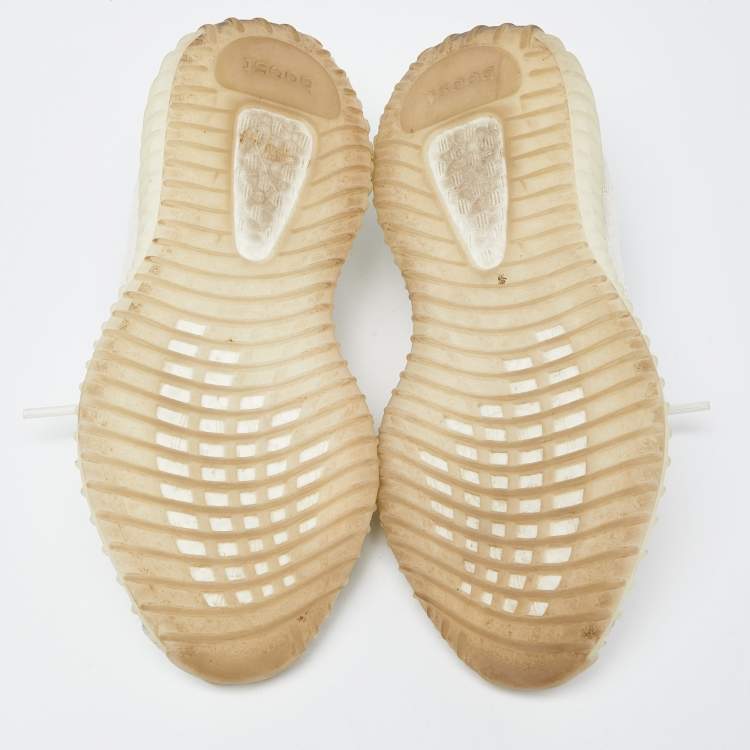مملوكة مسبقًا Yeezy x Adidas Cream Knit Fabric Boost 350 V2 Bone Sneakers Size 37 1/3
