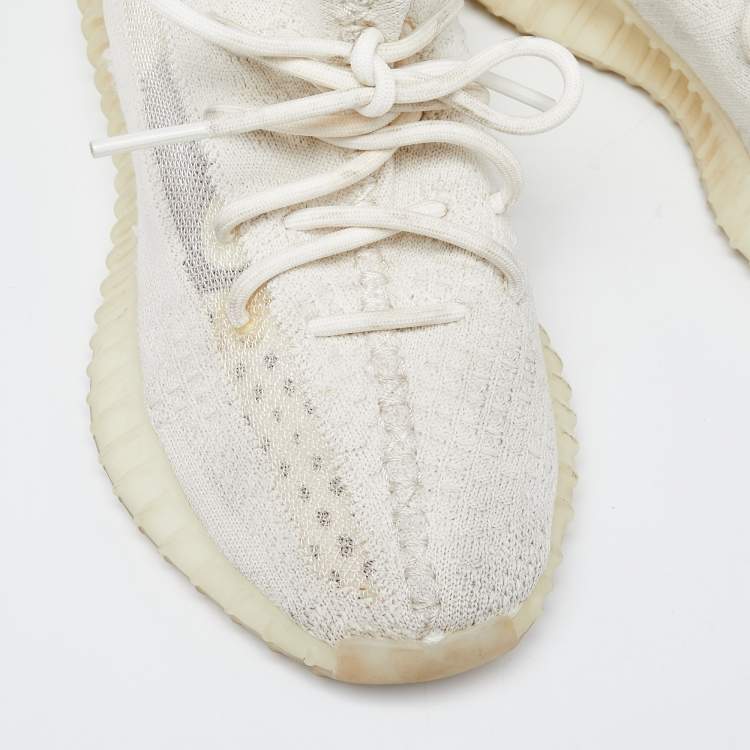 مملوكة مسبقًا Yeezy x Adidas Cream Knit Fabric Boost 350 V2 Bone Sneakers Size 37 1/3