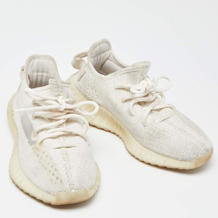 مملوكة مسبقًا Yeezy x Adidas Cream Knit Fabric Boost 350 V2 Bone Sneakers Size 37 1/3