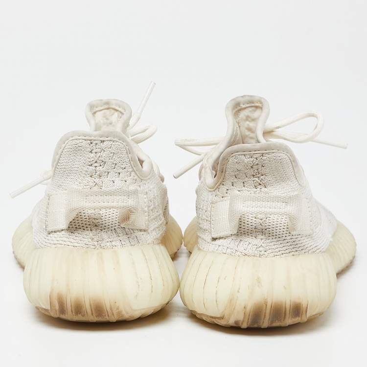 مملوكة مسبقًا Yeezy x Adidas Cream Knit Fabric Boost 350 V2 Bone Sneakers Size 37 1/3