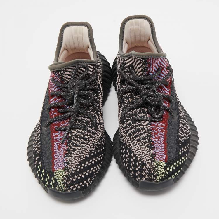 Pre Owned Yeezy x Adidas Black Knit Fabric Boost 350 V2 Yecheil  Sneakers Size 38