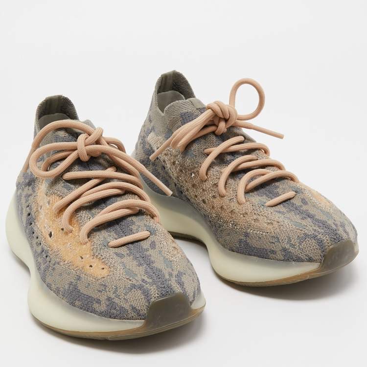 Pre Owned Yeezy x Adidas Grey/Beige Knit Fabric Boost 380 Mist Sneakers Size 38