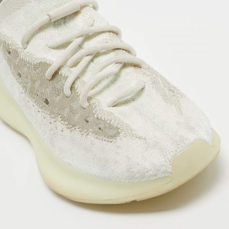 Pre Owned Yeezy x Adidas White Knit Fabric Boost 380 Calcite-Glow Sneakers Size 39 1/3