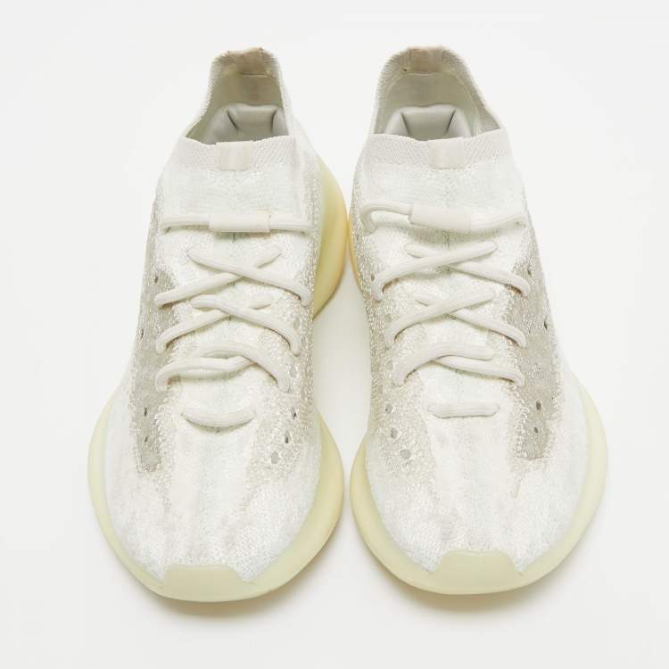 Pre Owned Yeezy x Adidas White Knit Fabric Boost 380 Calcite-Glow Sneakers Size 39 1/3