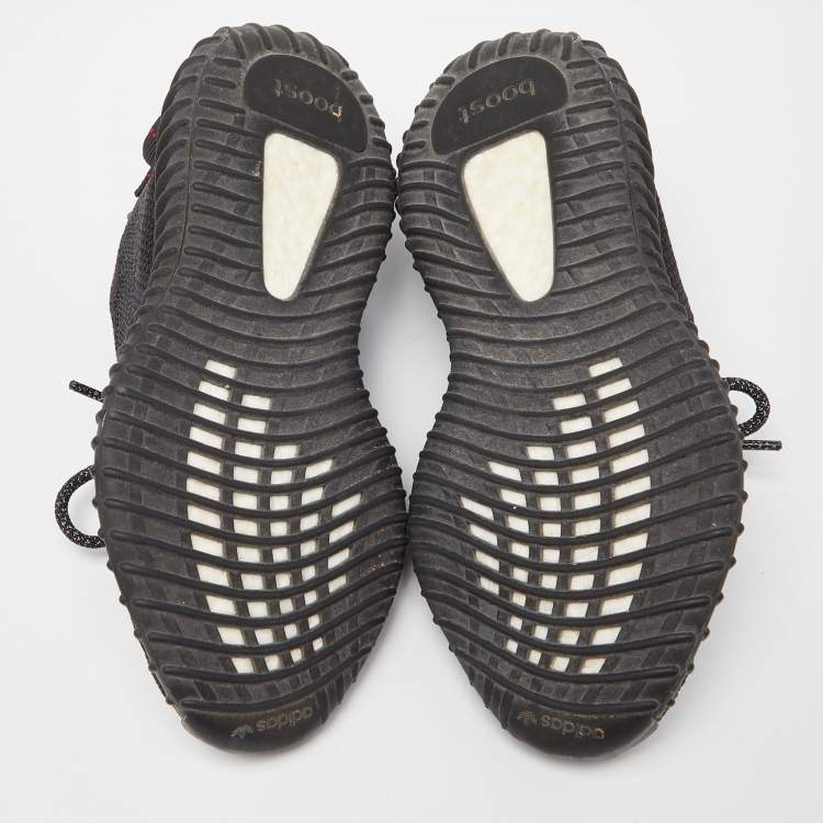 Pre Owned Yeezy x Adidas Black Knit Fabric Boost 350 V2 Black (Non Reflective) Sneakers Size 38
