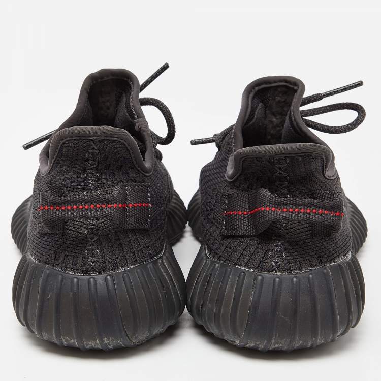 Pre Owned Yeezy x Adidas Black Knit Fabric Boost 350 V2 Black (Non Reflective) Sneakers Size 38