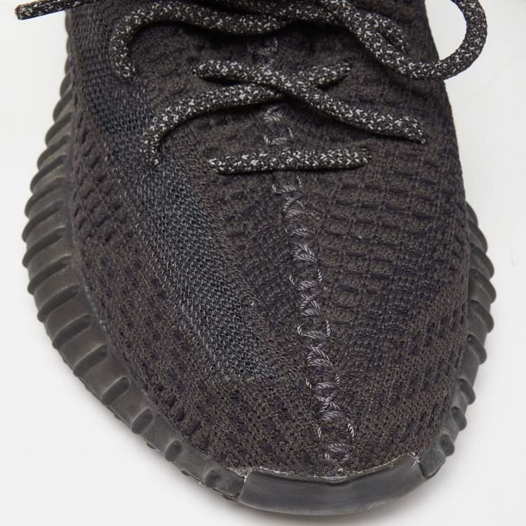 Pre Owned Yeezy x Adidas Black Knit Fabric Boost 350 V2 Black (Non Reflective) Sneakers Size 38