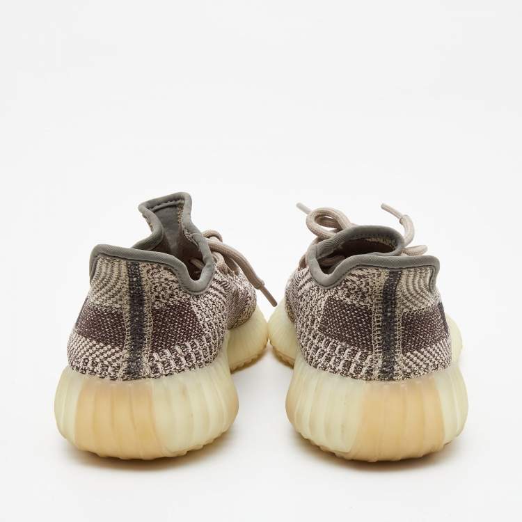 Pre Owned Yeezy x Adidas Brown Knit Fabric Boost 350 V2 Zyon Sneakers Size 38
