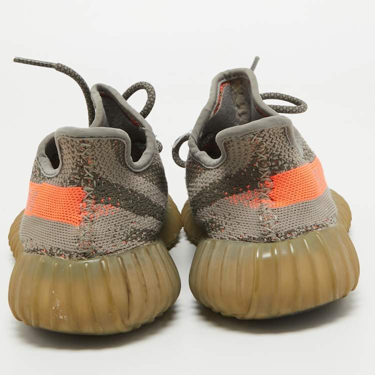 Pre Owned Yeezy x Adidas Grey Knit Fabric Boost 350 V2 Beluga Sneakers Size 40