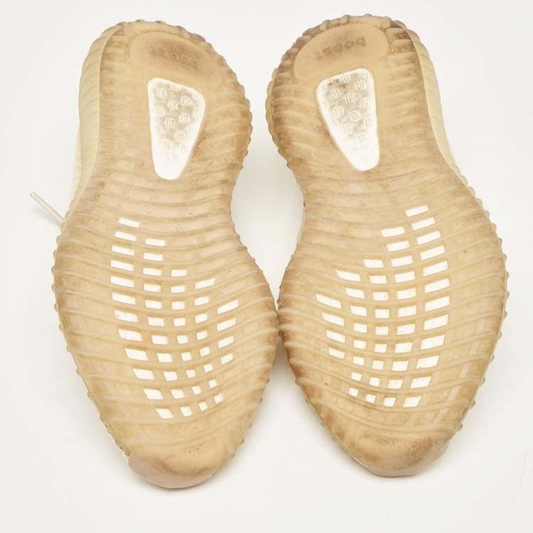 مملوكة مسبقًا Yeezy x Adidas Cream Knit Fabric Boost 350 V2 Flax Sneakers Size 40