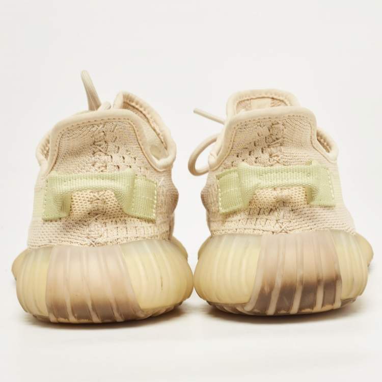 مملوكة مسبقًا Yeezy x Adidas Cream Knit Fabric Boost 350 V2 Flax Sneakers Size 40
