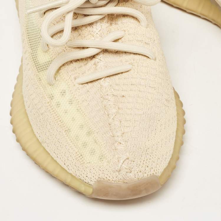 مملوكة مسبقًا Yeezy x Adidas Cream Knit Fabric Boost 350 V2 Flax Sneakers Size 40